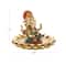 9.5" Long Gold Ganesh Sculpture with Lotus Plate